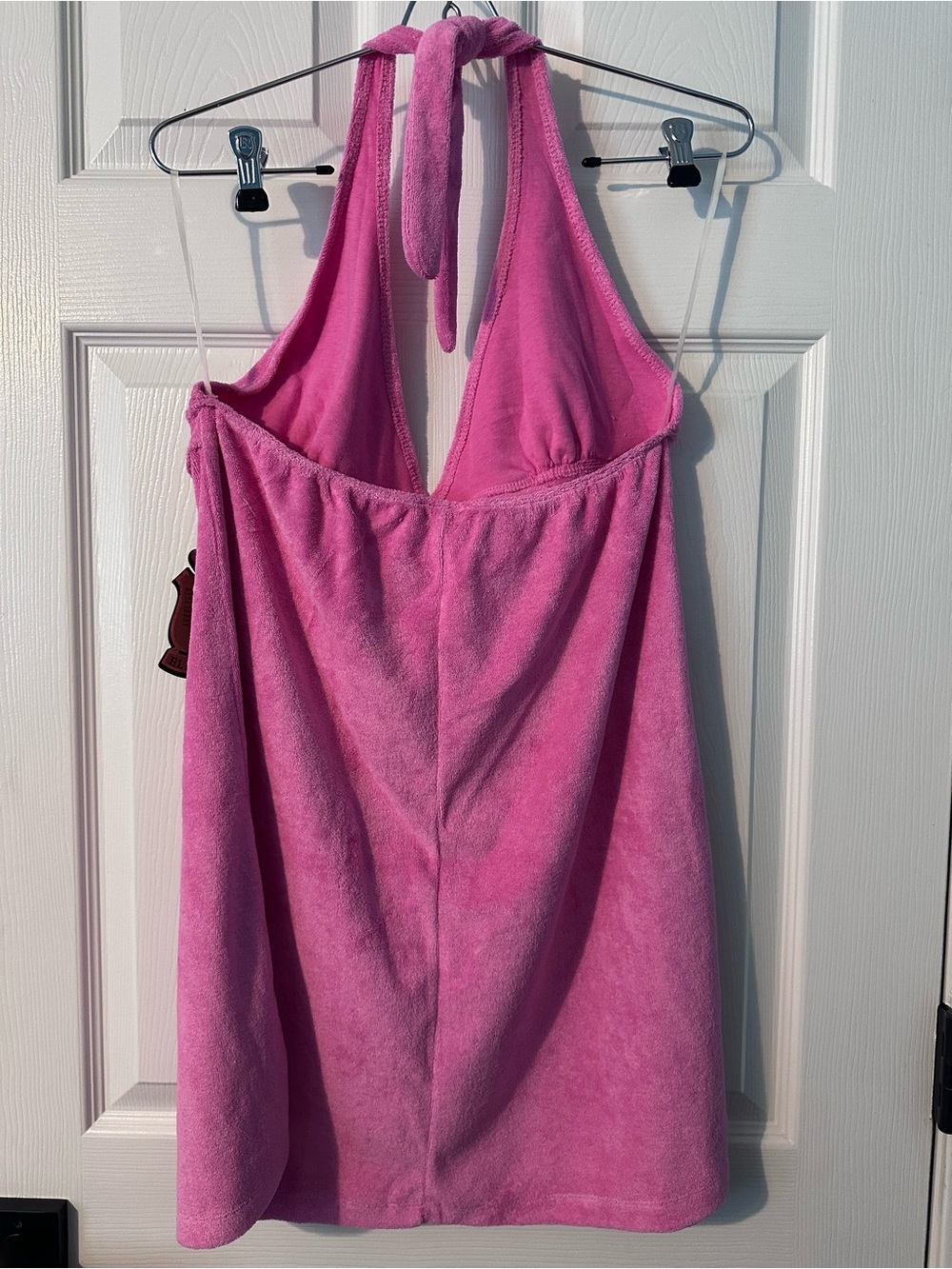 Elan Pink Terry Halter Cover-up Dress, Size L - Picture 3 of 10